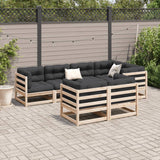 Set Divani da Giardino 7 pz con Cuscini Legno Massello di Pino