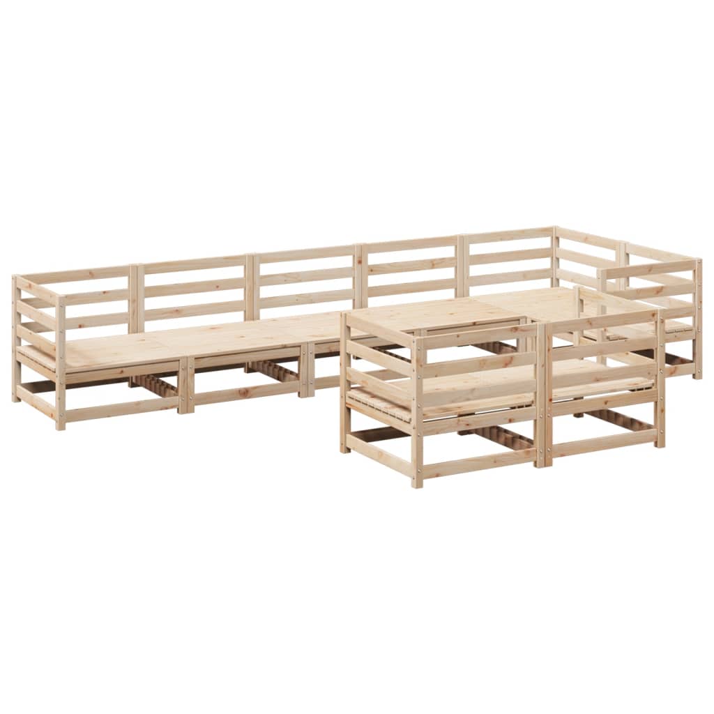 Set Divani da Giardino 8 pz in Legno Massello di Pino