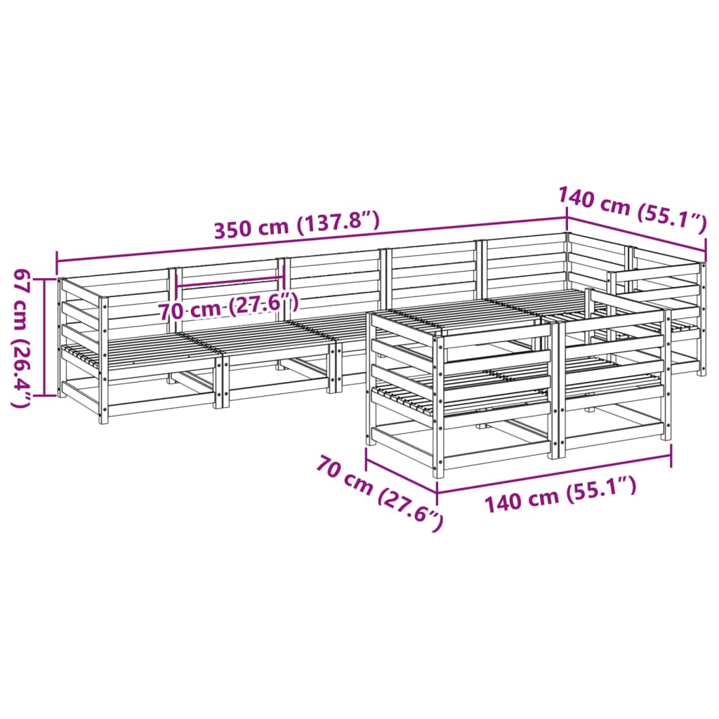 Set Divani da Giardino 8 pz in Legno Massello Abete Douglas