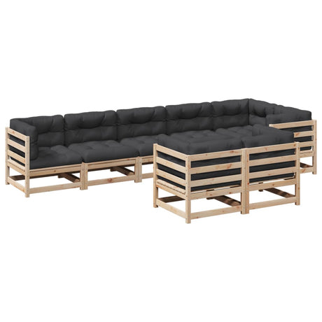 Set Divani da Giardino 8 pz con Cuscini Legno Massello di Pino