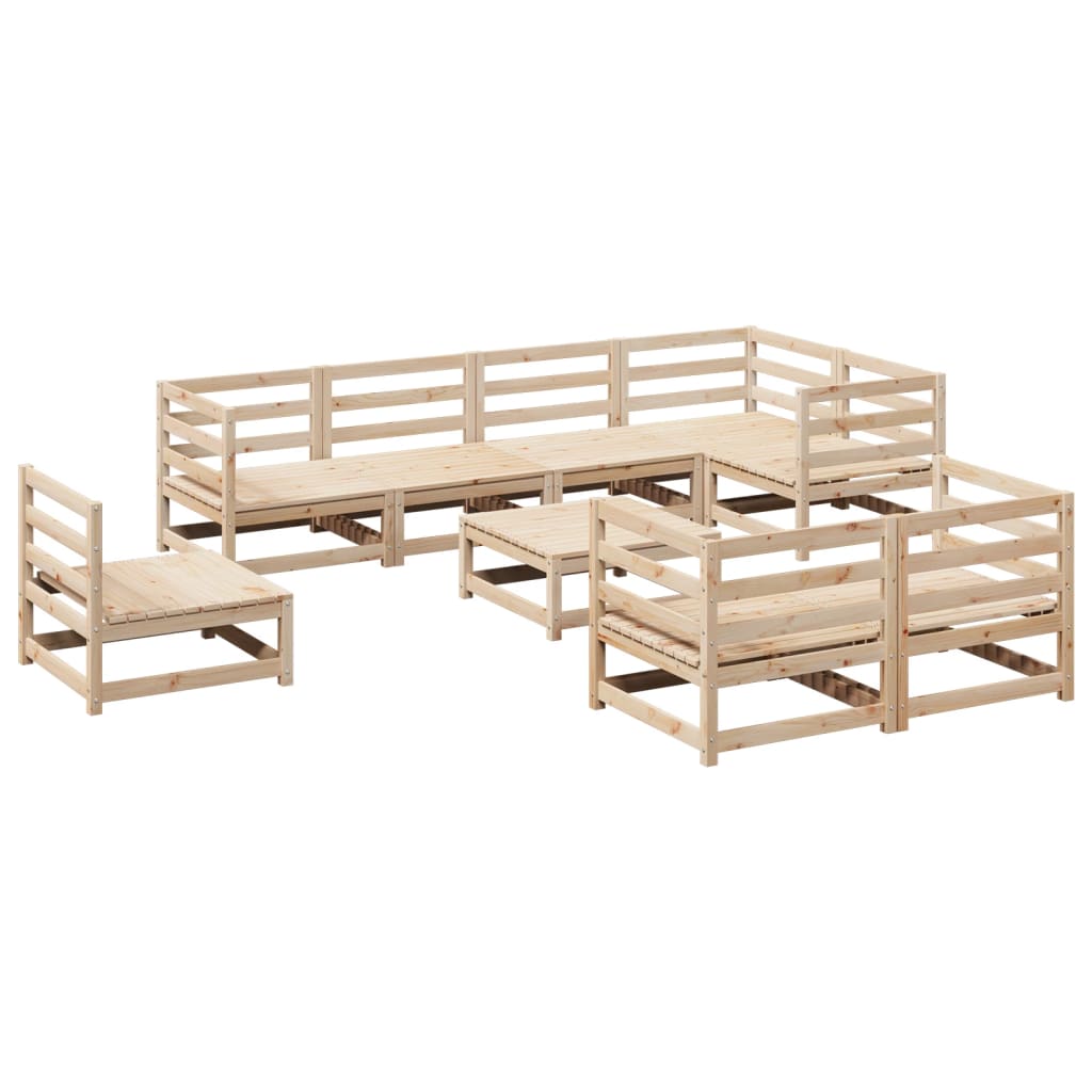 Set Divani da Giardino 9 pz in Legno Massello di Pino