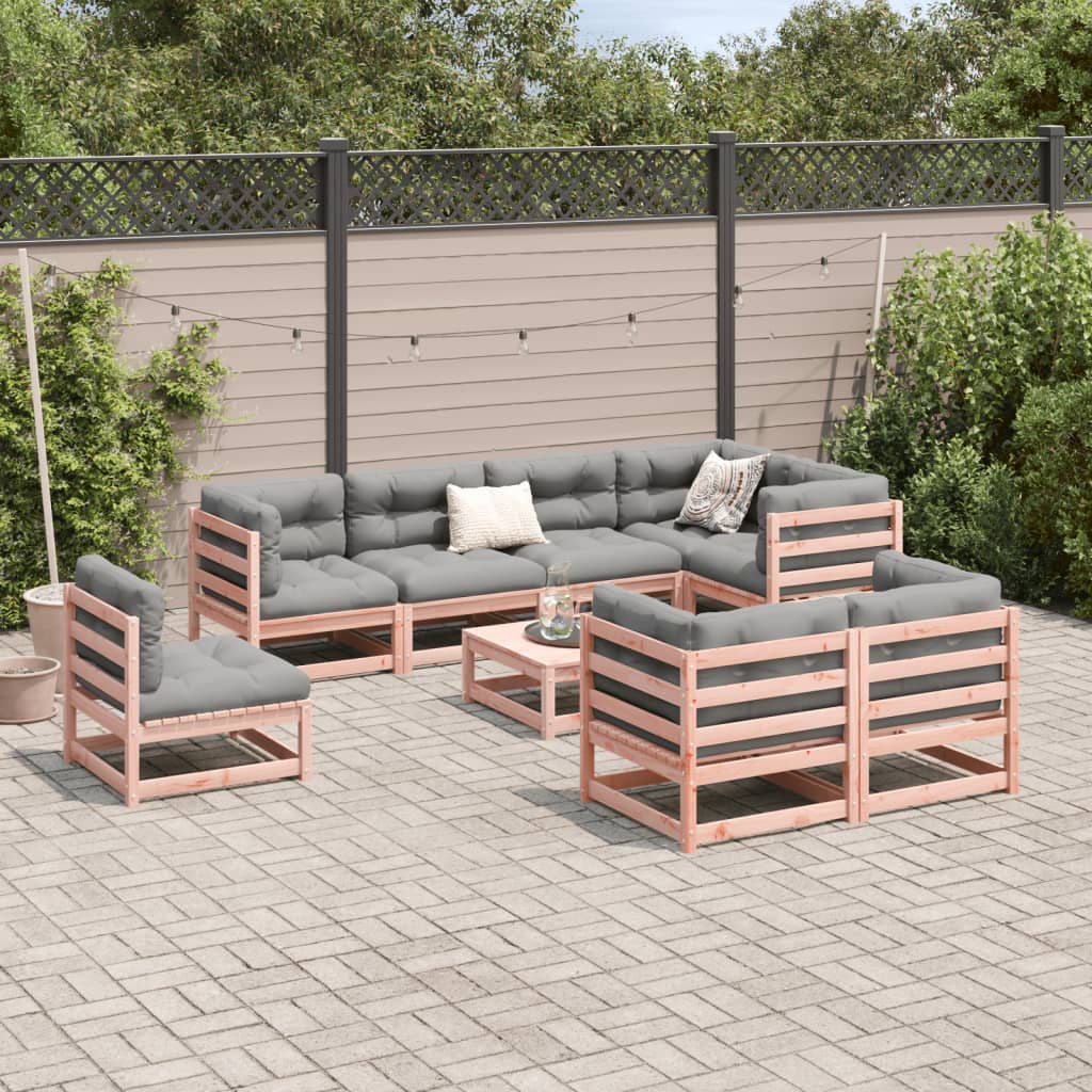 Set Divani da Giardino 9 pz in Legno Massello Abete Douglas