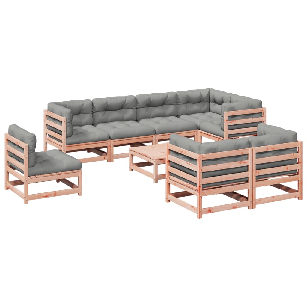 Set Divani Giardino 9 pz Cuscini Legno Massello Abete Douglas