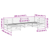 Set Divani da Giardino 6 pz in Legno Massello di Pino