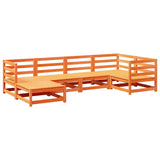 Set Divani da Giardino 6 pz Marrone Cera Legno Massello Pino