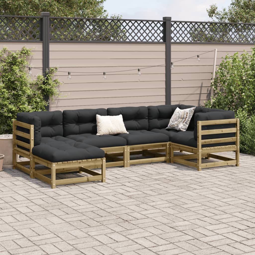 Set Divani da Giardino 6 pz in Legno Impregnato di Pino