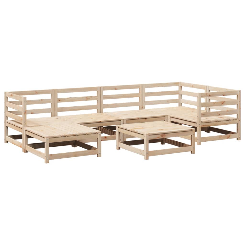 Set Divani da Giardino 7 pz in Legno Massello di Pino