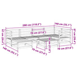 Set Divani da Giardino 7 pz in Legno Massello di Pino