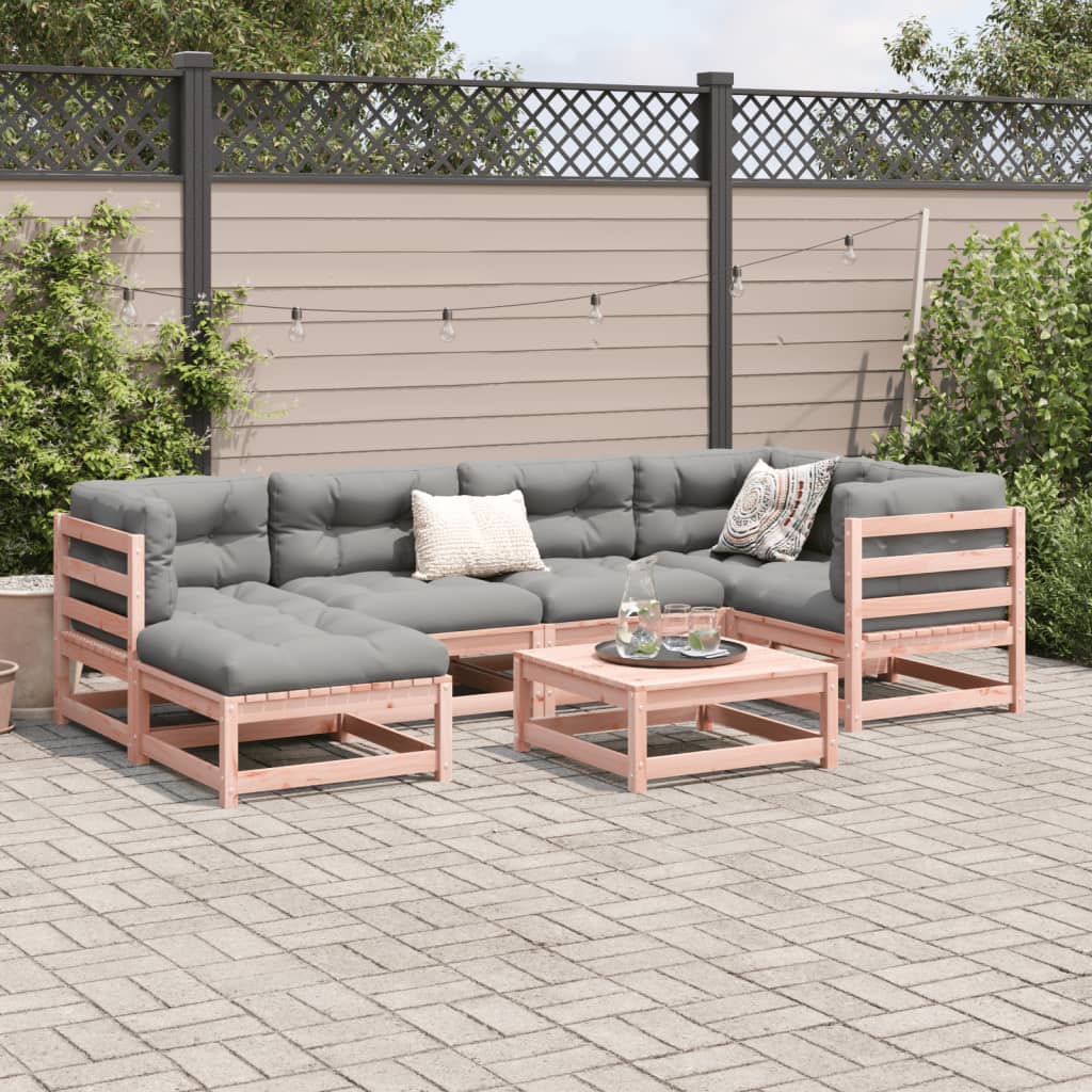 Set Divani da Giardino 7 pz in Legno Massello Abete Douglas