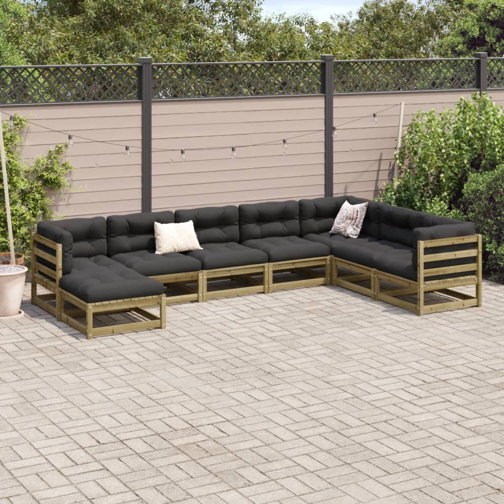 Set Divani da Giardino 8 pz in Legno Impregnato di Pino