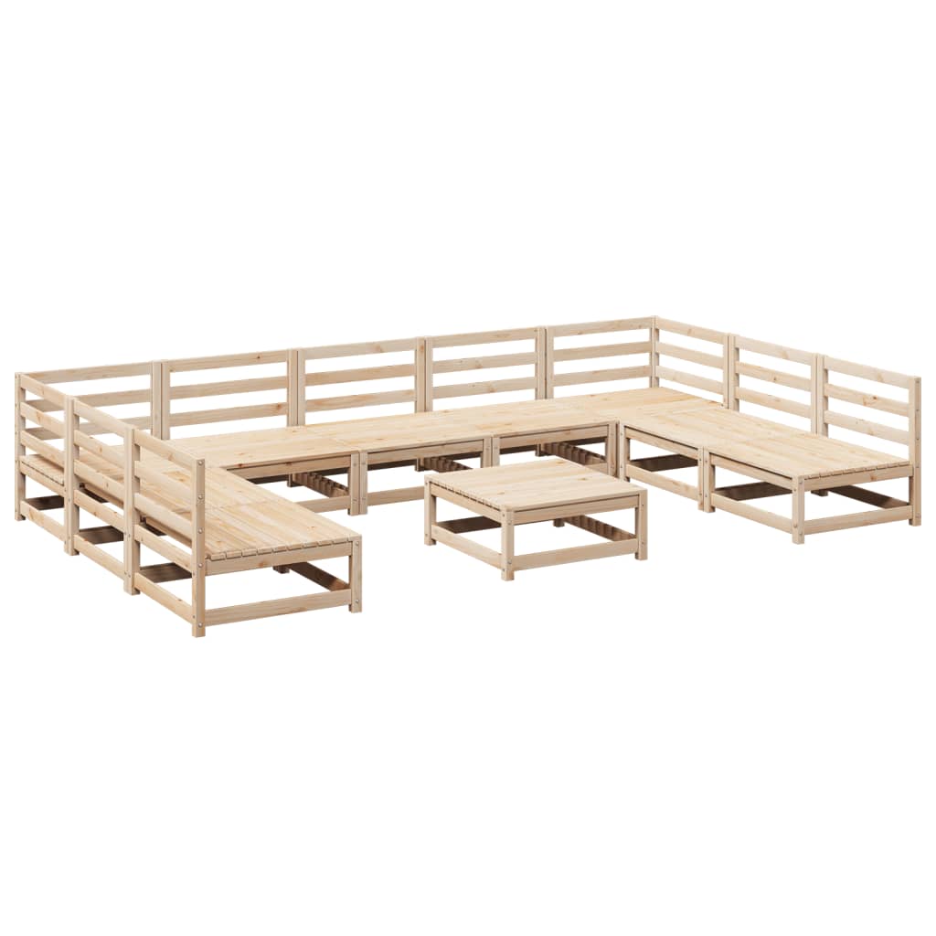 Set Divani da Giardino 10 pz in Legno Massello di Pino