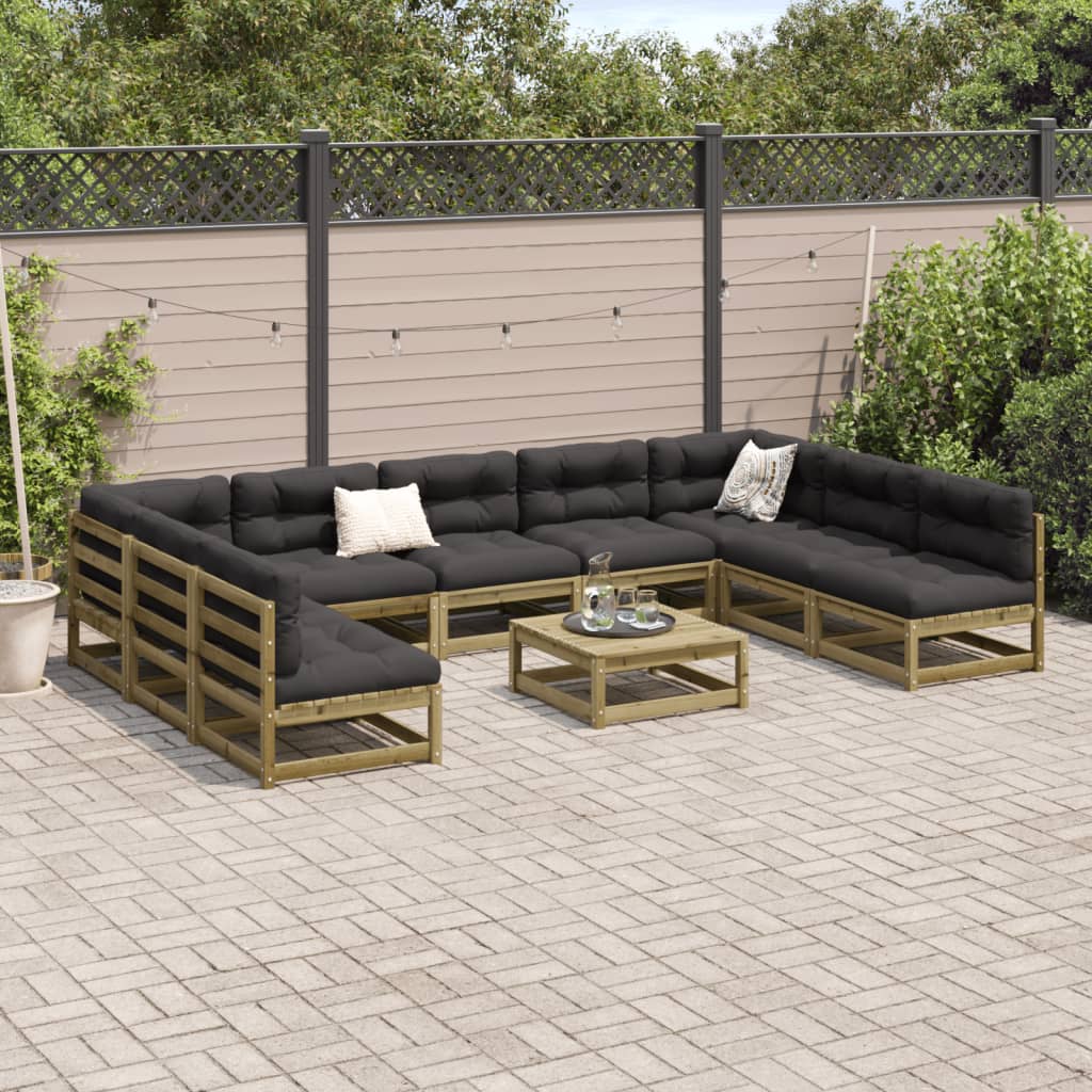 Set Divani da Giardino 10 pz in Legno Impregnato di Pino