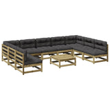 Set Divani Giardino 10 pz con Cuscini Legno Impregnato di Pino