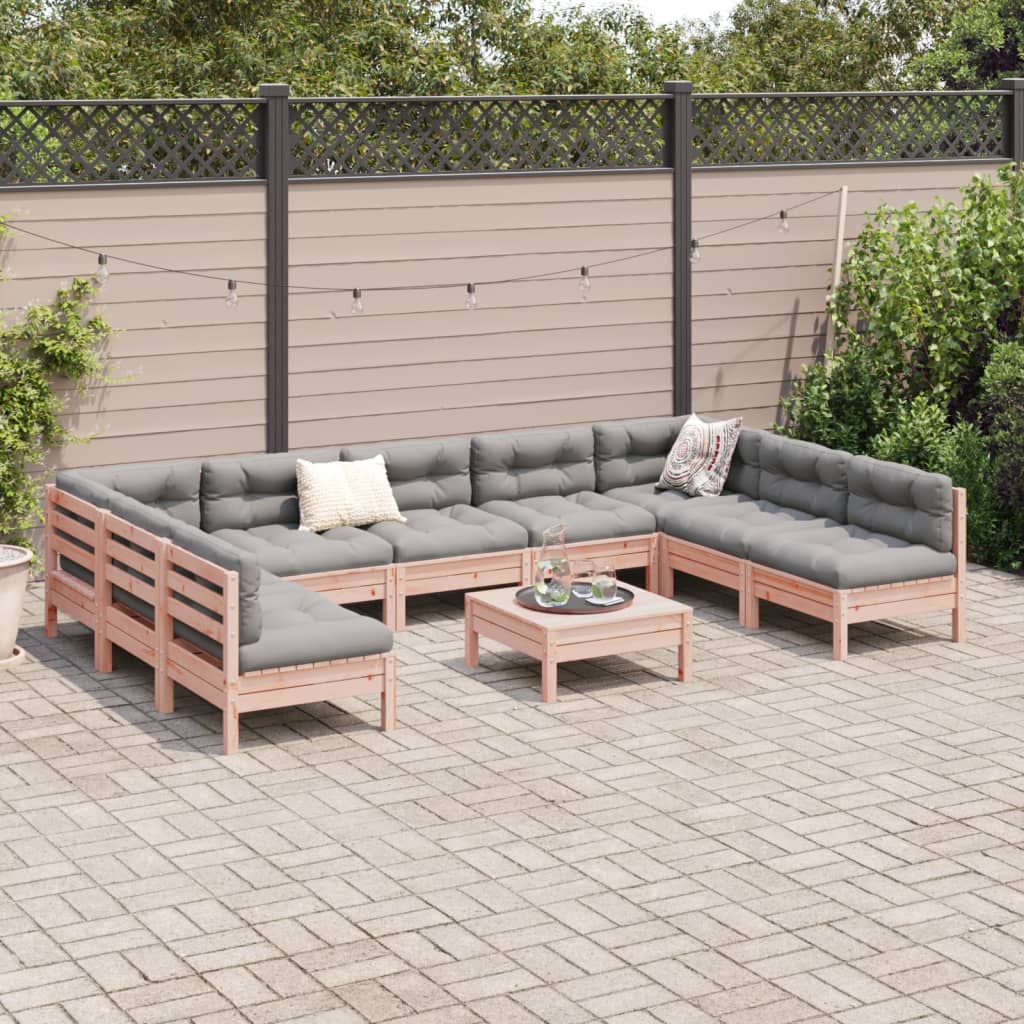 Set Divani Giardino 10 pz con Cuscini Massello Abete Douglas