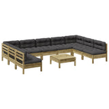 Set Divani Giardino 10 pz con Cuscini Legno Impregnato di Pino