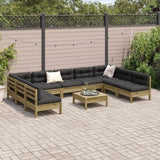 Set Divani Giardino 10 pz con Cuscini Legno Impregnato di Pino