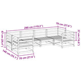 Set Divani da Giardino 6 pz in Legno Massello di Pino