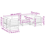 Set Divani Giardino 6 pz con Cuscini in Legno Massello di Pino