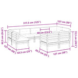 Set Divani Giardino 9 pz con Cuscini Marrone Cera Massello Pino