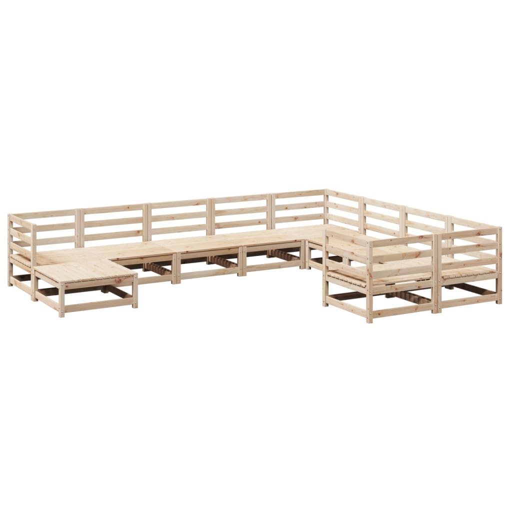 Set Divani da Giardino 10 pz in Legno Massello di Pino