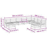 Set Divani da Giardino 10 pz in Legno Massello di Pino