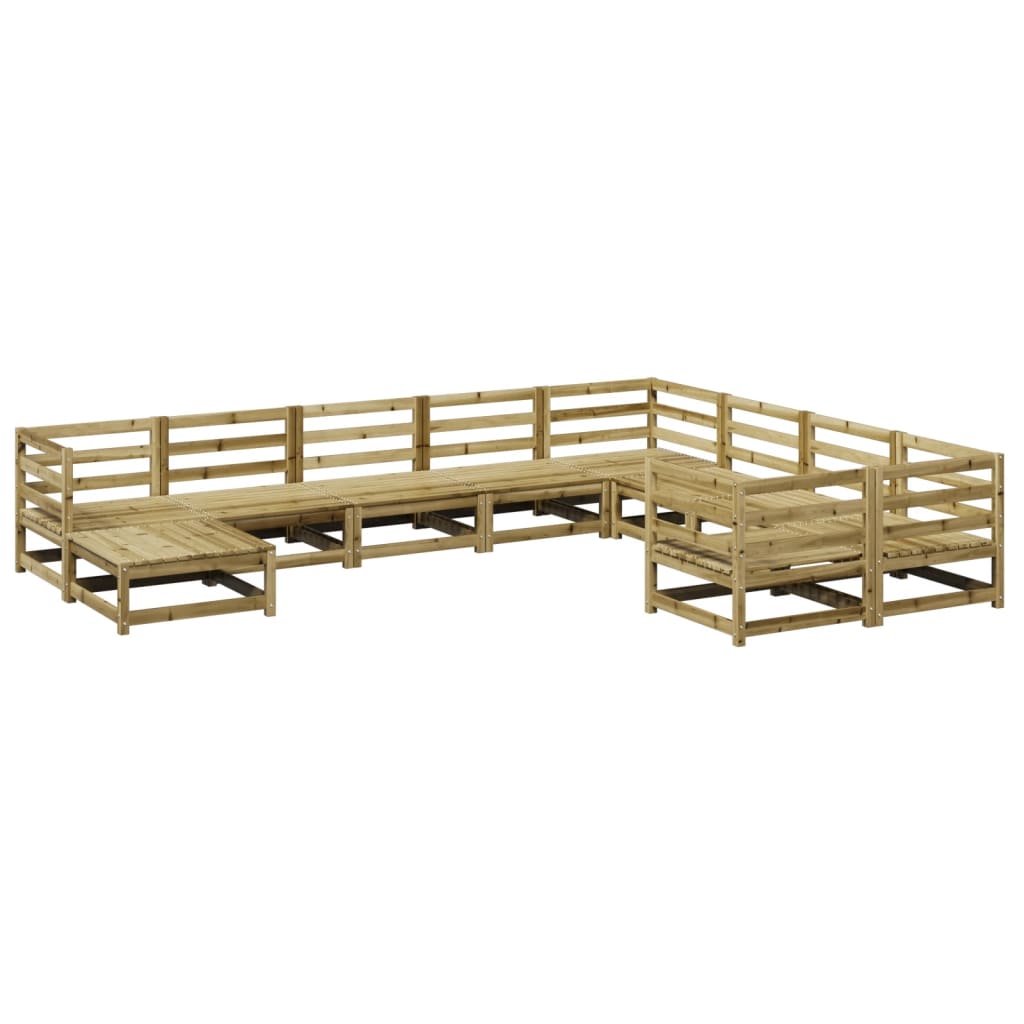 Set Divani da Giardino 10 pz in Legno Impregnato di Pino