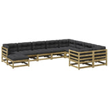 Set Divani Giardino 10 pz con Cuscini Legno Impregnato di Pino