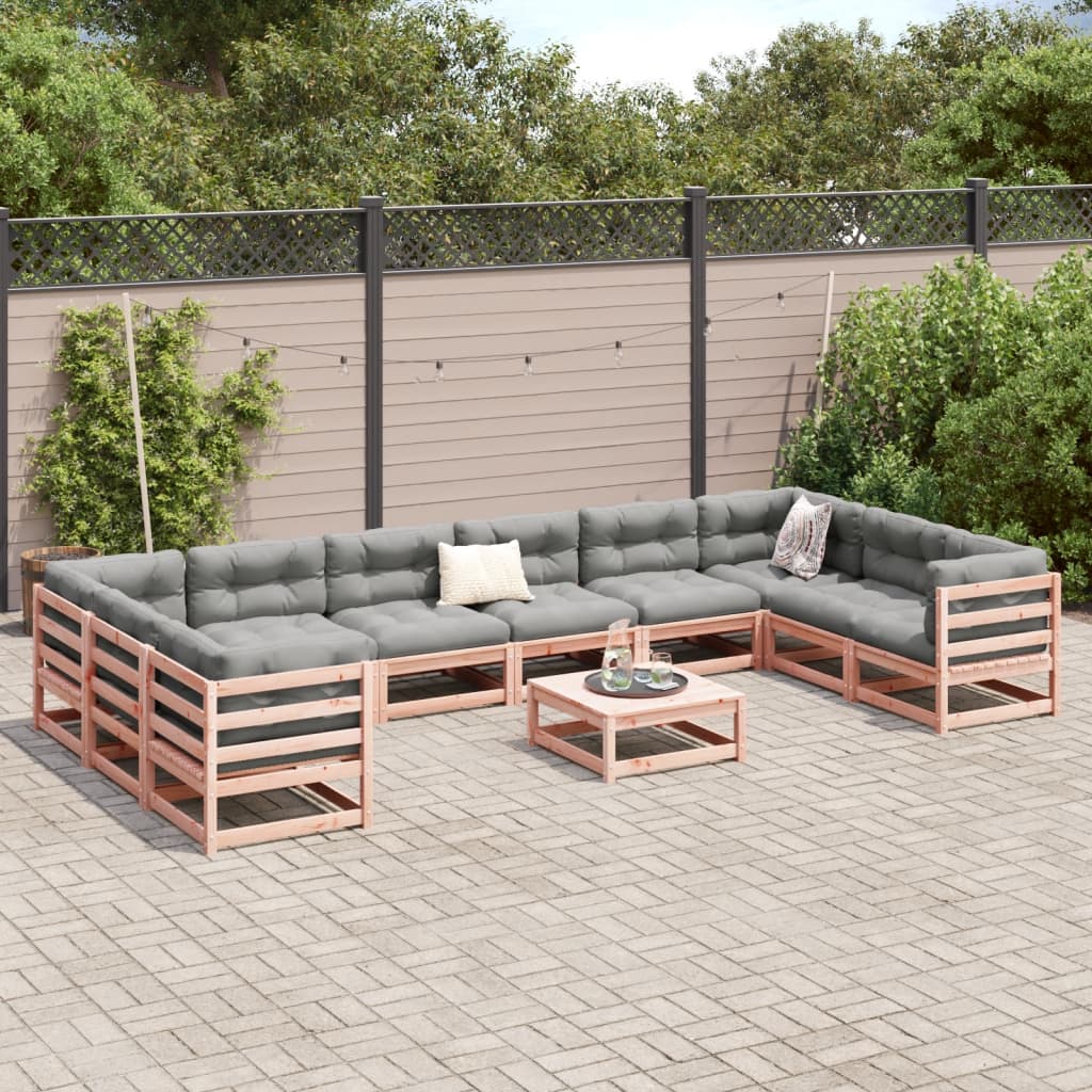 Set Divani da Giardino 11 pz in Legno Massello Abete Douglas