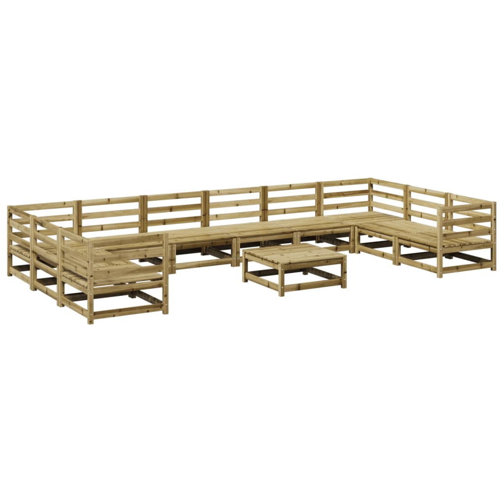 Set Divani da Giardino 11 pz in Legno Impregnato di Pino