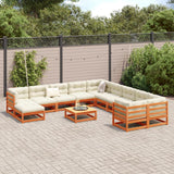 Set Divani da Giardino 12pz Marrone Cera Legno Massello di Pino