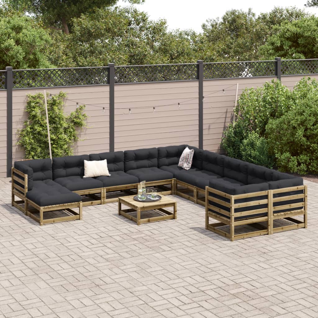 Set Divani da Giardino 12 pz in Legno Impregnato di Pino