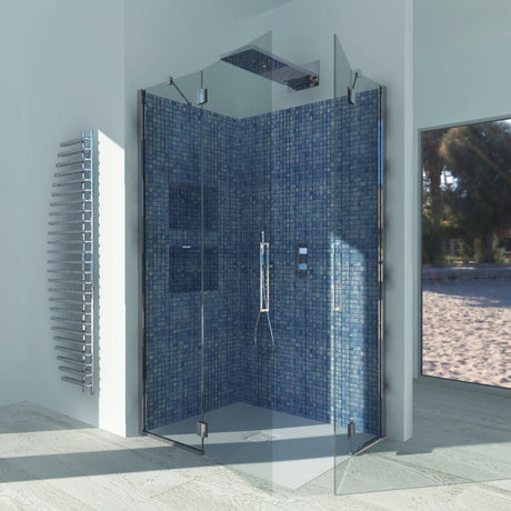 Azalea A.2FB Hinged Corner Shower Enclosure - Tempered Transparent Glass 6 mm Chrome Profile