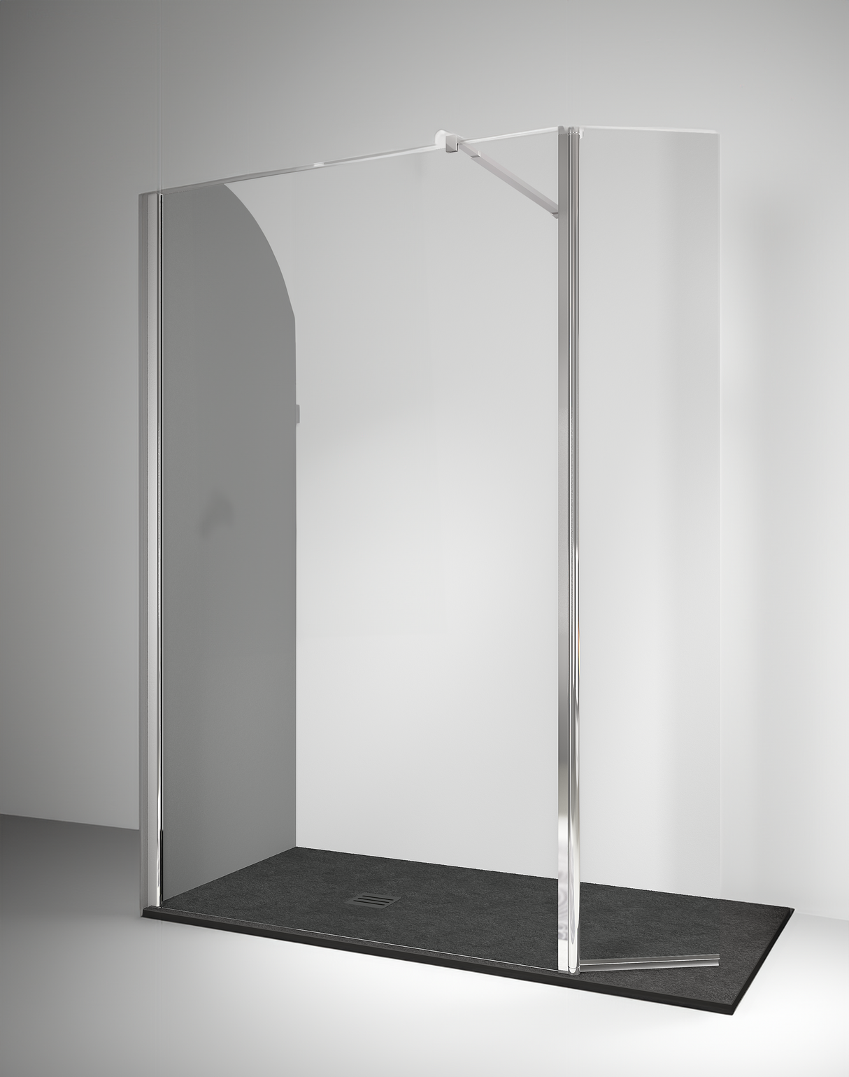 Baia Walk in Shower Enclosure + Door - 6 mm Tempered Transparent Glass with Chrome Profile