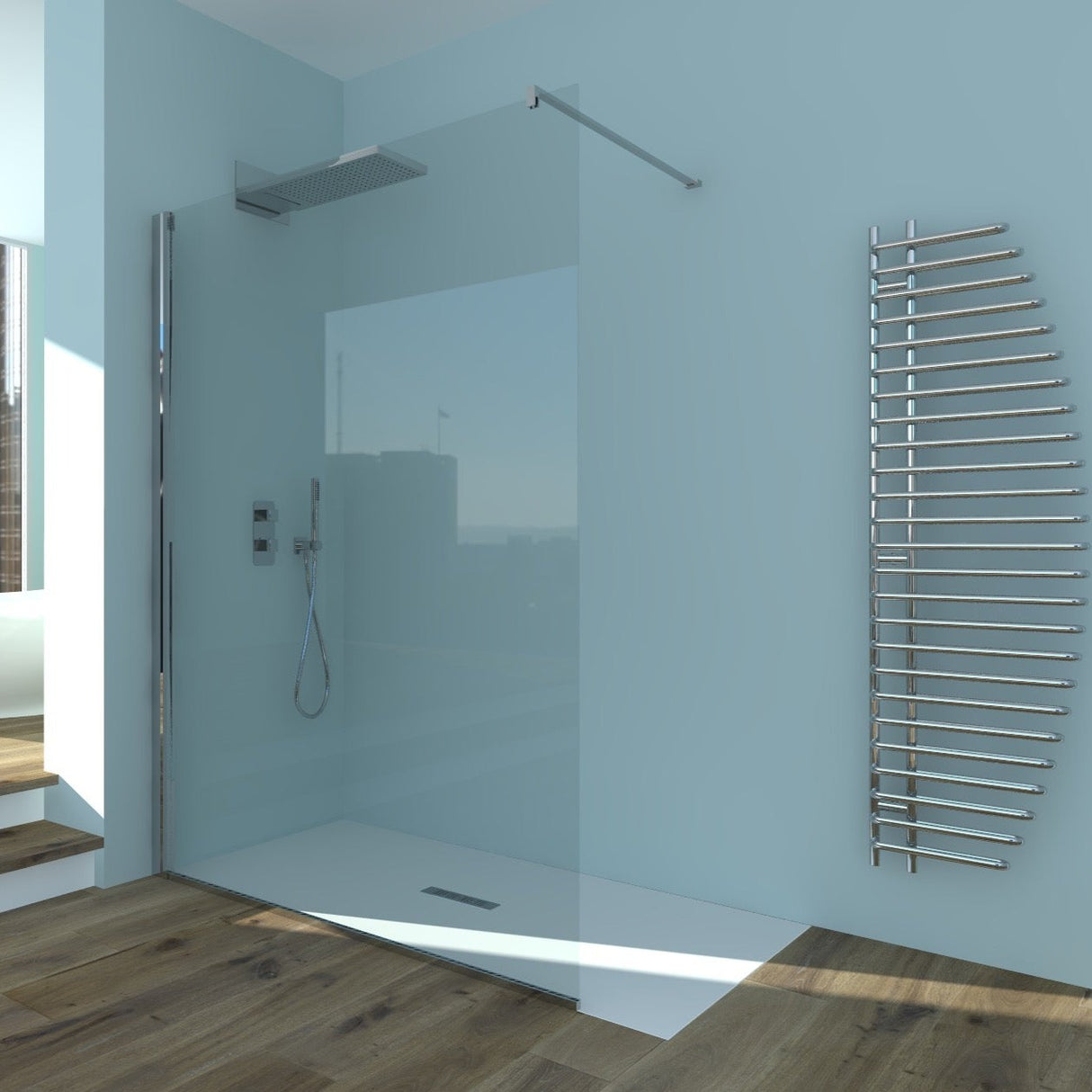 Calathea W.D Walk in Sailing Shower Enclosure - Tempered Transparent Glass 6 mm Chrome Profile