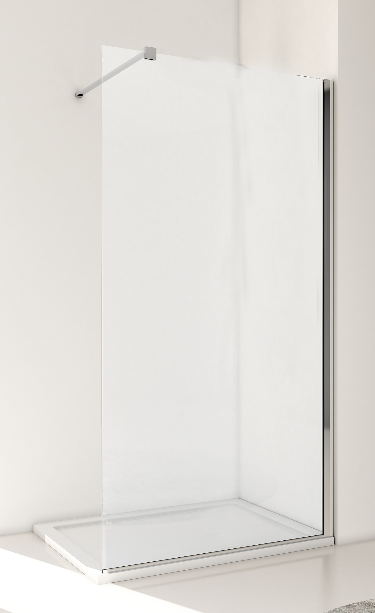 Caletta Walk in Shower Enclosure - Transparent Tempered Glass 6 mm Chrome Profile