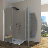 CAMELIA Corner Shower Enclosure A.2B - Tempered Transparent Glass 6 mm Opaque White Profile