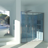 Shower Enclosure in Niche DALIA N.2FS Central opening with 4 doors - 4 mm tempered transparent glass, satin silver profile