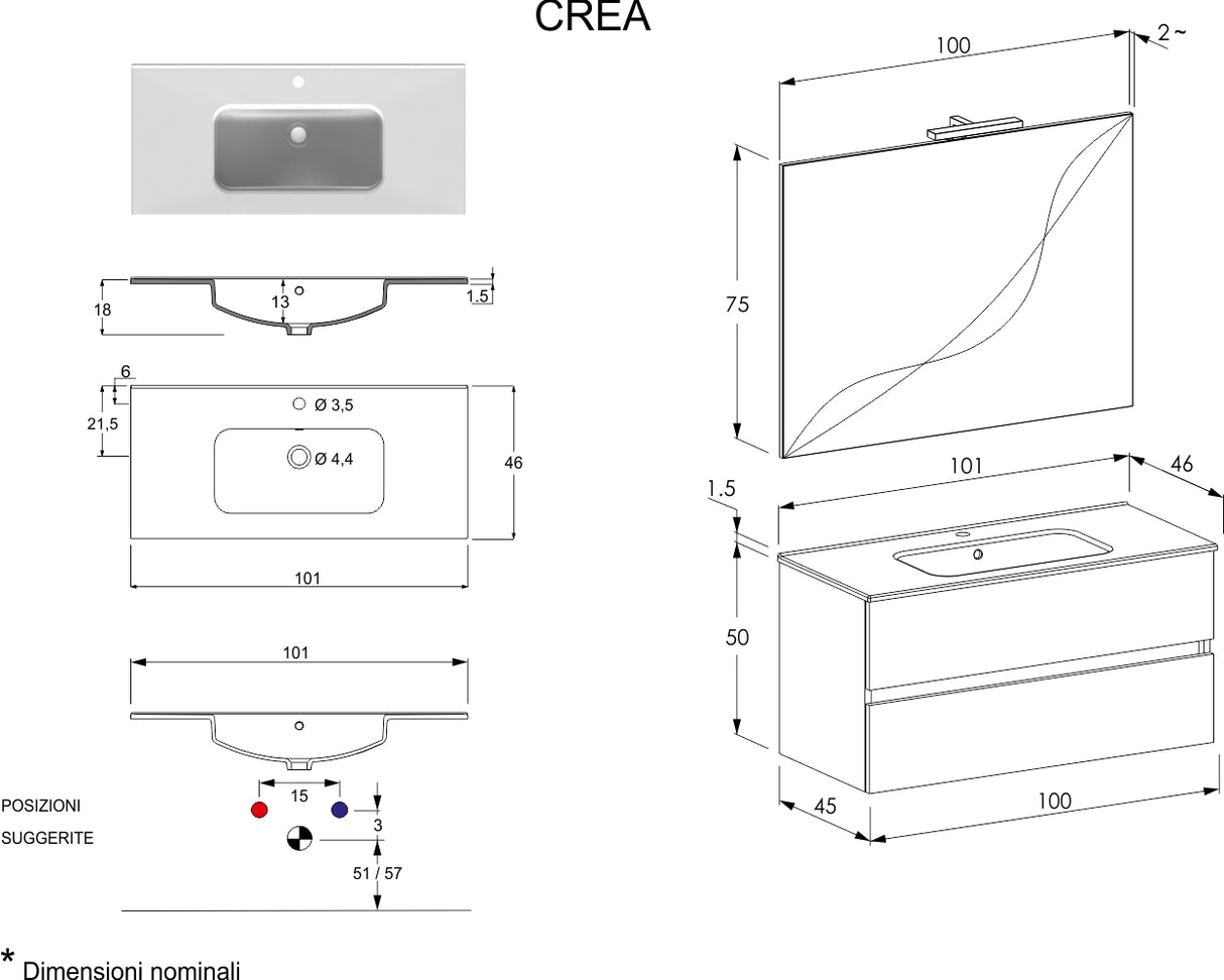 Mobile da Bagno Crea LE - VERDE SALVIA