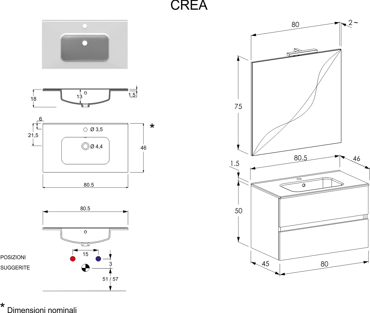 Mobile da Bagno Crea LE - VERDE SALVIA