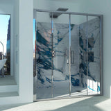 Shower Enclosure in Niche DALIA N.2FS Central opening with 4 doors - 4 mm Tempered Transparent Glass Polished Silver Profile