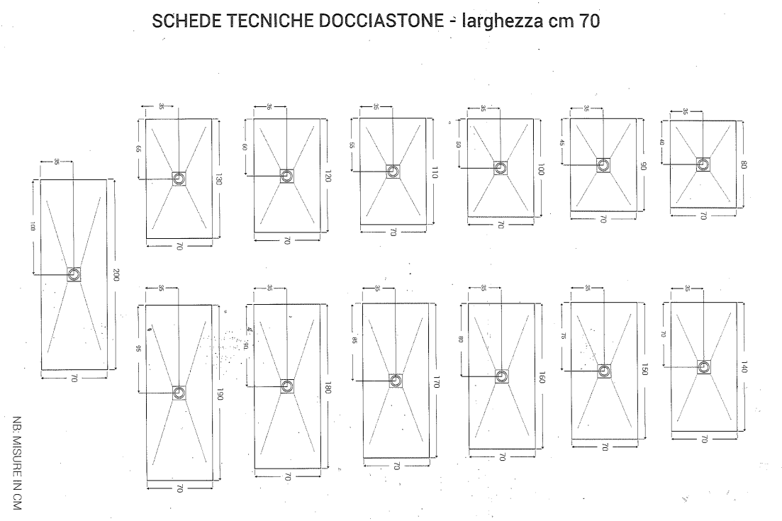 Piatto Doccia in Marmo Resina - NERO 170 cm x 70 cm - POL0