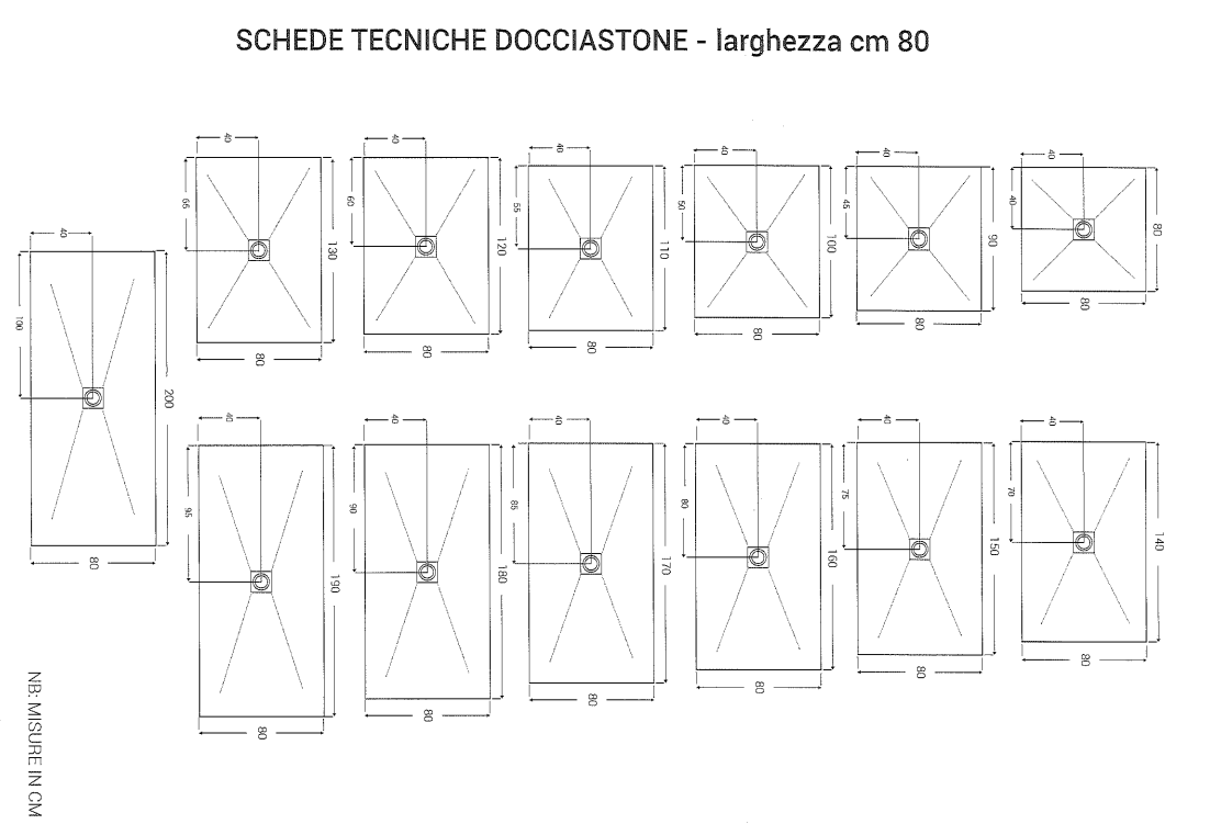 Piatto Doccia in Marmo Resina NERO 120 cm x 80 cm POL0