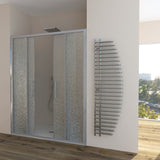 Shower Enclosure in Niche DALIA N.2FS Central Opening with 4 Doors - Tempered C Printed Glass 4 mm Satin Silver Profile