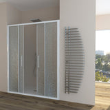 Shower Enclosure in Niche DALIA N.2FS Central Opening with 4 Doors - Tempered C Printed Glass 4 mm Opaque White Profile