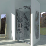 Shower Enclosure in Niche with Saloon Opening GLICINE N.2B - 4 mm Tempered Transparent Glass with Polished Silver Profile