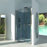 Shower Enclosure in Niche with Saloon Opening GLICINE N.2B - 4 mm Tempered Transparent Glass with Polished Silver Profile