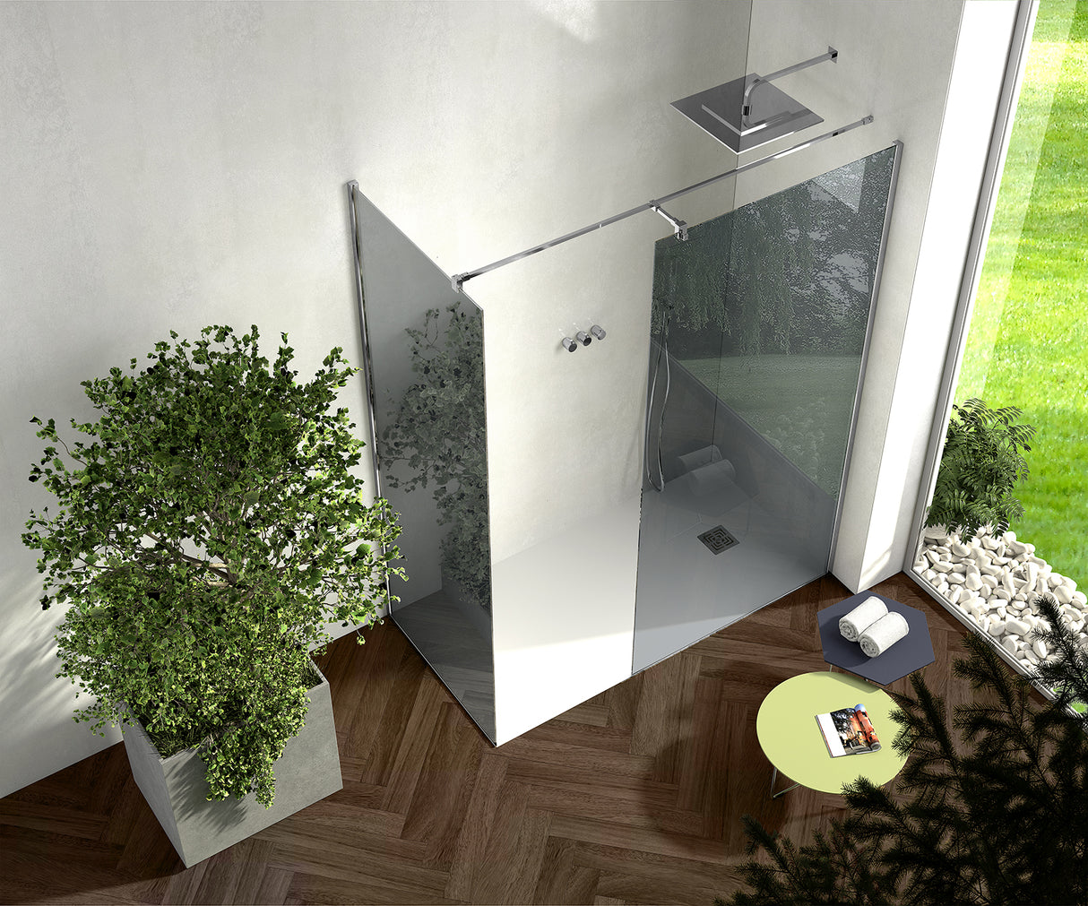 Walkin shower enclosure GEMMA W.A2D Chrome / Satin profile