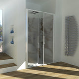 Shower Enclosure in Niche with Saloon Opening GLICINE N.2B - Tempered C Printed Crystal 4 mm Glossy White Profile