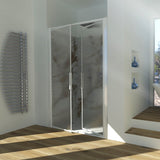 Shower Enclosure in Niche with Saloon Opening GLICINE N.2B - Tempered C Printed Crystal 4 mm Glossy White Profile