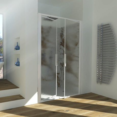 Shower Enclosure in Niche with Saloon Opening GLICINE N.2B - Acrylic 4 mm Glossy White Profile